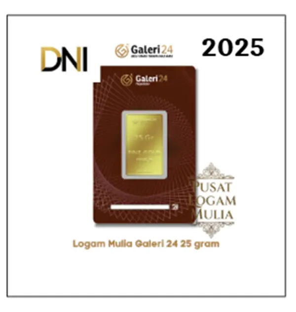 Logam Mulia Galeri24 Emas 25 Gram 999.9% Certicard - Pegadaian